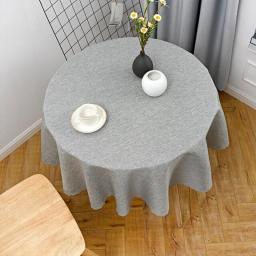 Round Tablecloth Dining Room Hotel Banquet Birthday Party Khaki Table Cover Cotton Linen Table Cloth Decoration