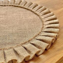 Rustic Farmhouse Burlap Round Placemats Set of 4, Size in 15 Inches Diameter-ABUX