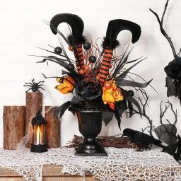 S-DEAL Halloween Decorations Table Artificial Flowers, Halloween Witch Boot and Fake Rose Tabletop Centerpieces Halloween House Haunted Decor