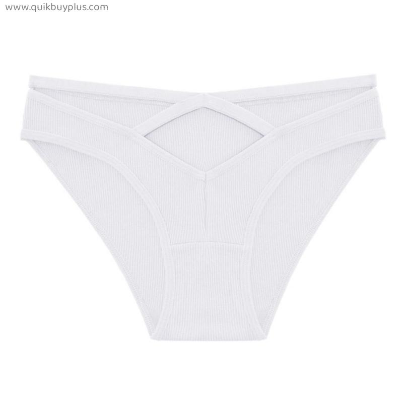 S-XL Sexy Cotton Panties Women Ladies Cross Strap Lingerie Girls Panties Soft Panties 6 Solid Color Women's Panties
