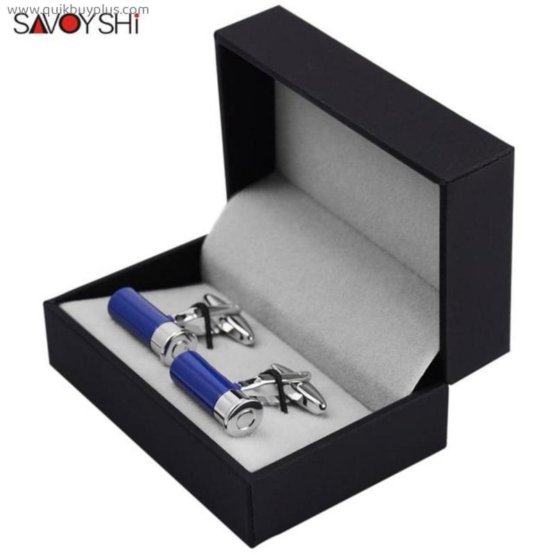 SAVOYSHI Bullet Cufflinks for Mens Shirt Cuff buttons High Quality Painted Cuff links Special Gift Jewelry Free engraving name