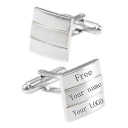 SAVOYSHI Free Engraving Name Cufflinks For Mens Shirt Silver Color Square Cuff Links Wedding Best Man Bridge Gift Jewelry
