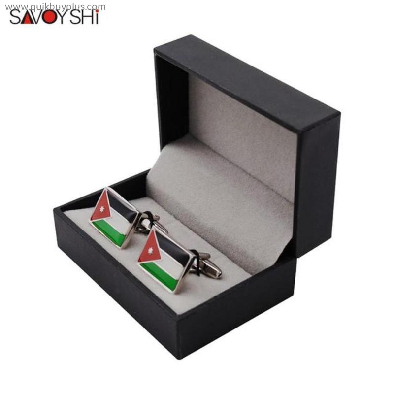 SAVOYSHI Jordanian flag Cufflinks for Mens Shirt Cuff buttons High Quality Square Enamel Cuff Links Gift Jewelry