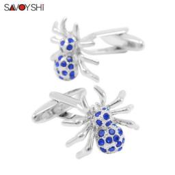 SAVOYSHI Novelty Spider Cufflinks For Mens Shirt Cuff Bottons High Quality Blue Crystal Cuff Links Fashion Gift Brand Jewelry