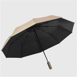 SBSNH Automatic Umbrella Creative Business Sunscreen Three Fold Umbrella Umbrella Automatic Umbrella (Color : Brown, Size : One Size)