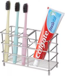 SENSOUSONG Tooth Stand Brush Toothpaste Storage Stand - Metal Steel Stainless Welding Drain Toothbrush Holder, for Bathroom, Razor, Cosmetics