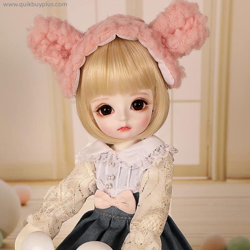 SFPY Cute Face 26cm BJD Doll 1/6 Movable Jointed DIY BJD Dolls Round Face Short Hair Girls with Eyes Clothes Set Golden Hair and Gift Box