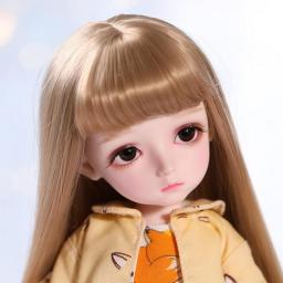 SFPY New 1/6 BJD Doll 26cm Ball Jointed SD Dolls, with Little Fox Skirt Suit, Golden Brown Long Hair, 3D Eyes and Makeup Face, Birthday Gifts For Girls