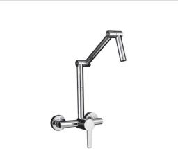SMEJS Commercial Sink Faucet With Pre-Rinse Sprayer Brass Constructed 8 Inch Center Wall Mount Kitchen Faucets With Handles Chrome Polished Finish