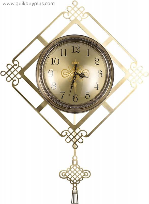SYCARPET Large Kitchen Metal Wall Clock Silent Clock for Living Room Bedroom Home Gold - 22.2''/28.3''