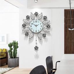 SYCARPET Large Wall Clocks for Living Room Decor, Silent Wall Clock Pendulum Battery Operated Non-Ticking, Black Clocks Wall Decor for Indoor House - 22''