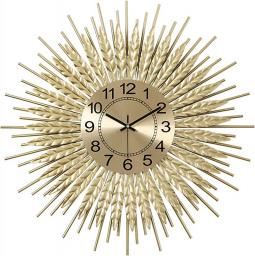 SYCARPET Metal Wall Clock, Silent Non Ticking Vintage Wall Clock with Arabic Numerals, for Living Room Garden Bedroom Kitchen Office - Gold