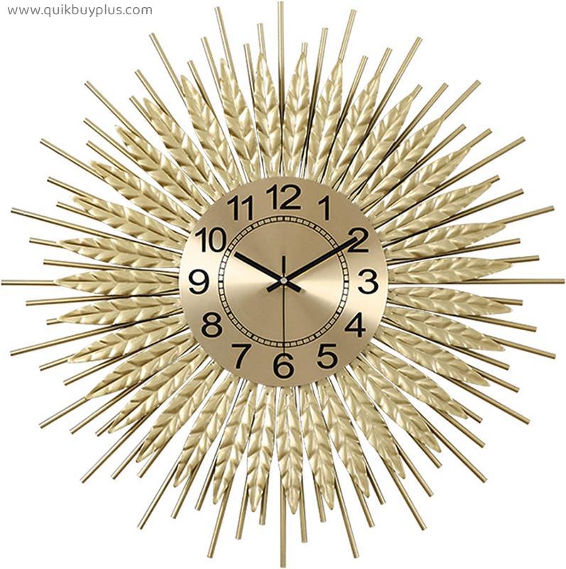 SYCARPET Metal Wall Clock, Silent Non Ticking Vintage Wall Clock with Arabic Numerals, for Living Room Garden Bedroom Kitchen Office - Gold