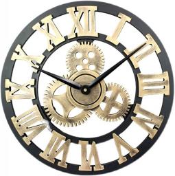 SYCARPET Wall Clocks Silent Roman Retro Gear Wood Clock for Bar Cafe Home (Gold - 40/50/60cm)