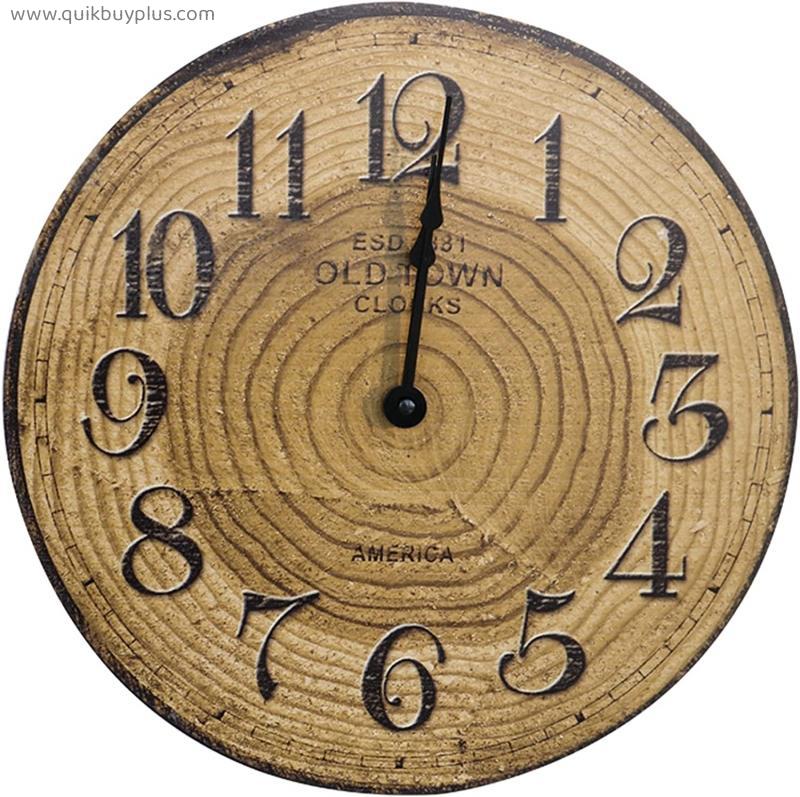SYCARPET Wooden Wall Clock Vintage Rustic Clock, Silent Non-ticking, Farmhouse Clock, Wood Wall Clock, Beach Wall Clock
