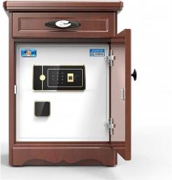 Safe Box,Home Safe, Home Safe 60cm Drawer Solid Wood Bedside Table Small Safe Fingerprint Password Stealth Anti-Theft Cabinet Cabinet Safes (Color : Brown)