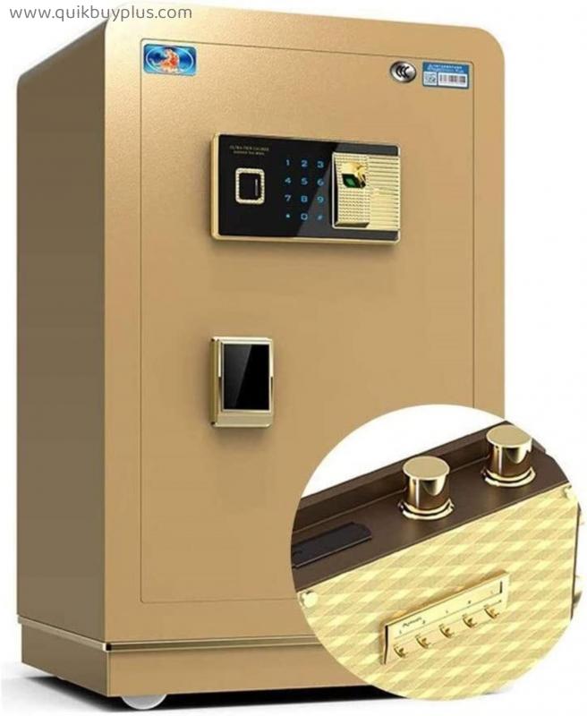 Safe Box,Home Safe, Home Safe with Medium Home Intelligent Anti-Theft Office Cabinet 60cm All-Steel Fingerprint Password Safe Cabinet Safes (Color : Gold, Size : 40.53761cm)