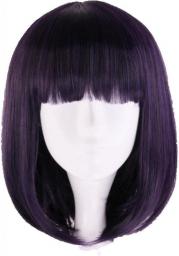 Sailor Saturn Wig Cosplay Wigs Tomoe Hotaru 35cm Purple Black Mix Short Bobo Synthetic Hair Wigs + Wig Cap