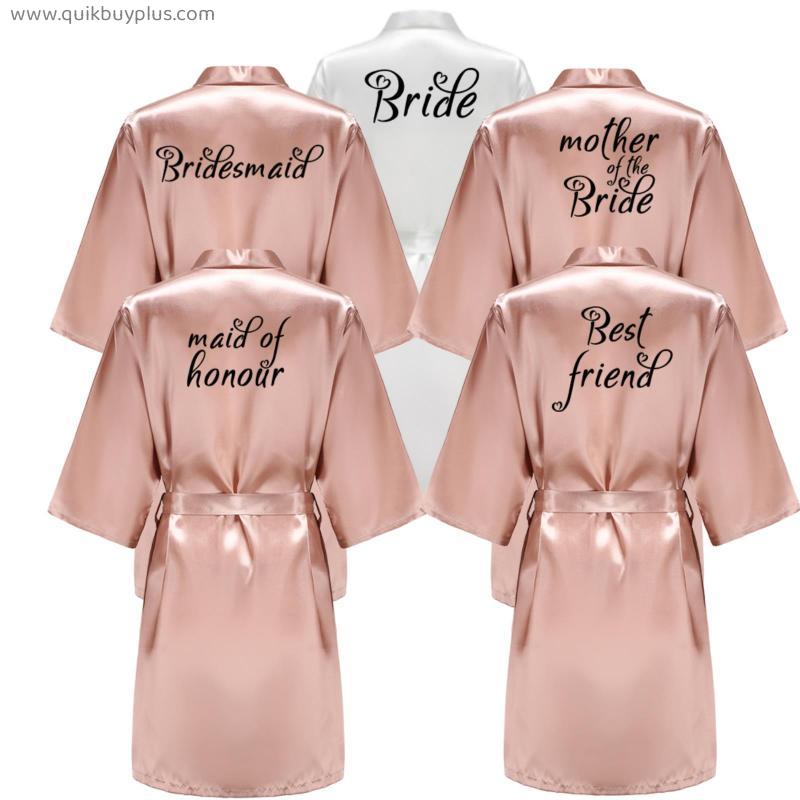 Satin Silk Robe Plus Size Wedding Bathrobe Bride Bridesmaid Dress Dress Women Pajamas Rose Gold
