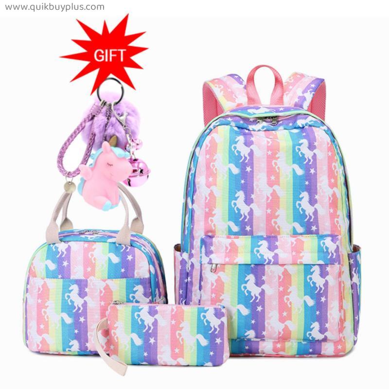 School Bags for Girls Water Resistant Bookbag 3pcs Children Backpack Sets Starry Sky Prints School Backpack for Girls