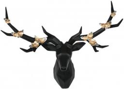 Sculpture Statue Animal Head Wall Decoration Deer Head Geometry 3d Resin Large Black White Blue 33 * 41 * 68cm Figurines (Color : White)