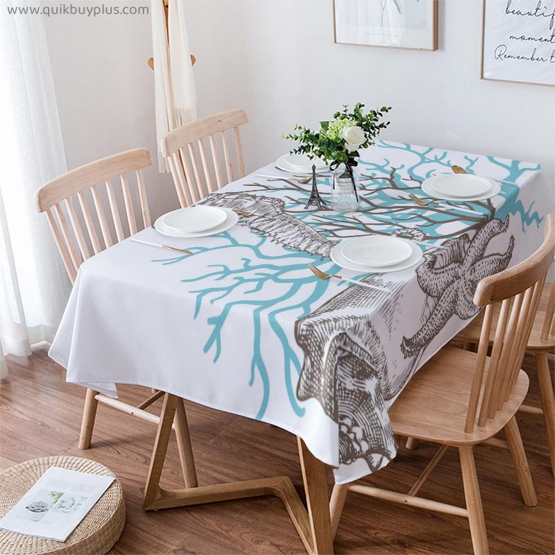 Seahorse Coral Shell Tablecloths Waterproof Kitchen Items Coffee Table For living Room Home Decor Dining Table Nappe De Table