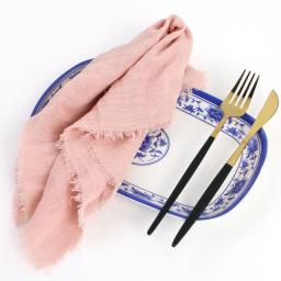 Set of 10 Table Cloth Tassel Napkins 40x40cm Cotton Fabric Dinner Towel Home Kitchen Rustic Country Wedding Easter Ramadan Decoration