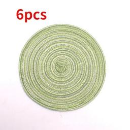 Set of 6 Round Braided Placemats for Dining Table Heat Resistant Non-Slip Cup Pad Coaster Kitchen Table Mats Table Accessories
