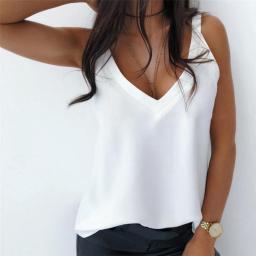Sexy V-Neck Sleeveless Blouse Shirt  New Lady Off Shoulder Plus Size Blouse Women Elegant Solid Loose Hollow Out Top Summer 2022