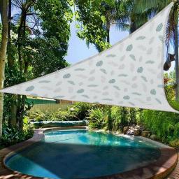 Shade Sails Triangular 3.6m X 3.6m X 3.6m Sun Shade Sail Canopy Leaf Pattern Waterproof & UV Resistant For Patio Garden, Outdoor, Restaurant, Backyard, Carport