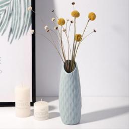 Shatterproof Vase Imitation Ceramic Flower Pot Origami Plastic Vases for Decoration Milky White Basket Arrangement Home Decor
