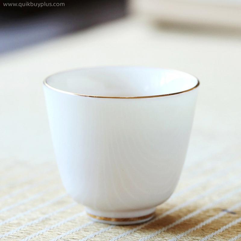 Sheep Fat Jade Ceramic Whiteware Tea Cup Ceramic Teacup Tea Ceremony Cup Handmade Chinese Master Cup Single Cup Kung Fu Tea Set