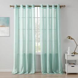 Sheer Curtains, Linen Voile Transparent Drapes Grommet Curtain Breathable Decorative Window Curtains for Balcony Bedroom Living Room-White-140x260cm(55x102inch)