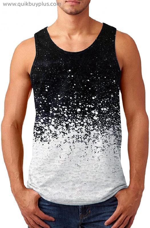 Shirts for Men Fashion Men's Tank Tops Printed Graphic Sleeveless Quick Dry Muscle Tank Tops Mens Shirt for Jogging