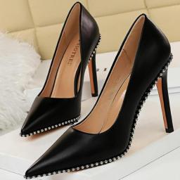 Shoes Rivet Woman Pumps New High Heels Stiletto Pu Leather Women Heels Sexy Party Shoes Female Heel Plus Size
