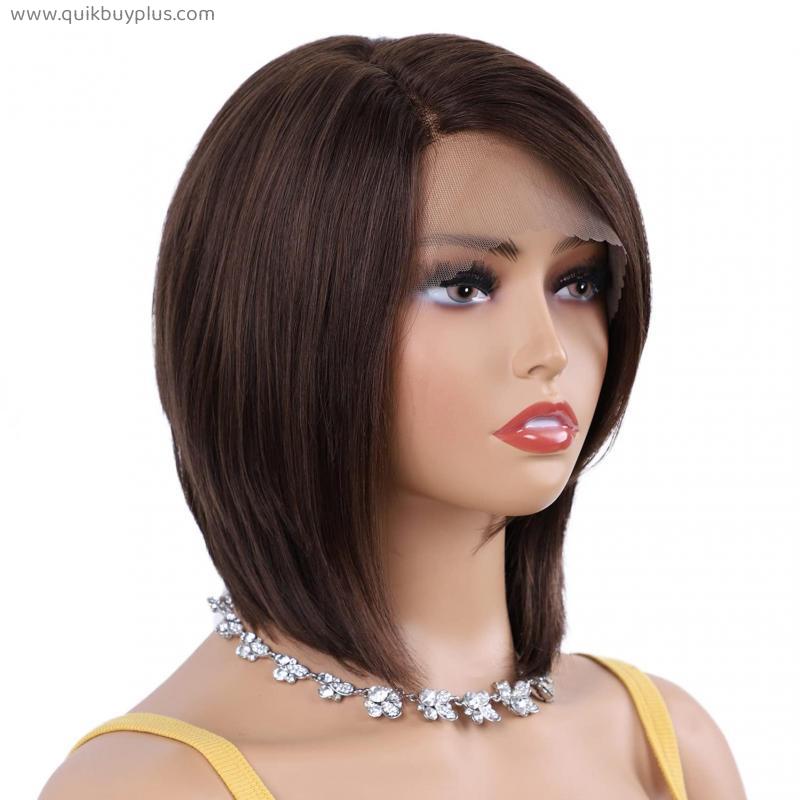Short Bob Human Hair Wigs - Glueless Transparent Lace Front Wig Pre Plucked Brazilian Straight Human Hair Natural Hairline Lace Wig with Baby Hair