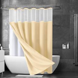 Shower Curtain, Polyester Shower Curtains for Bathroom,Waterproof Shower Curtain, Machine Washable, Heavyweight Fabric & Mesh Top Window