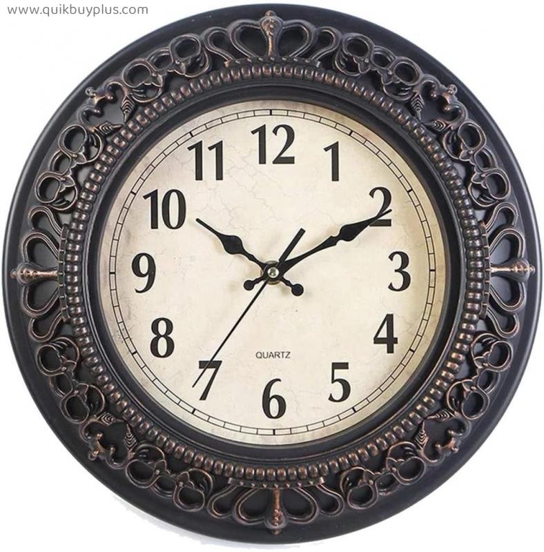 Silent Retro Quartz Clock Decorative Wall Clock Bedroom Clock Living Room Wall Clock for Home Office School10-Inch