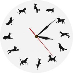 Silent Wall Clock Pet Dogs Iconic Wall Clock Doggie Silhouette Puppies Modern Wall Art Nursery Decor Gift Idea for Dog Lover 12 Inchs
