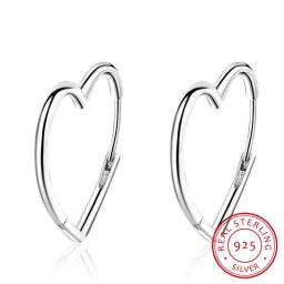 Simple 925 Sterling Silver Earrings Two Colors Love Heart Hoop Earrings For Women Gift S-E926