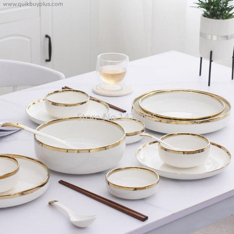 Simple Nordic Phnom Penh Ceramic Tableware Set Creative Household Rice Bowl Western Food Plate Dish Soup Bowl Spoon