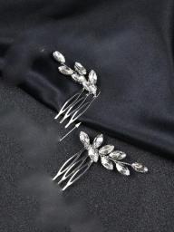 Simple Rhinestones Bride Headdress Hair Clips Bridal Side Combs Jewelry Hair Comb For Women And Girls Wedding Hair Accessories