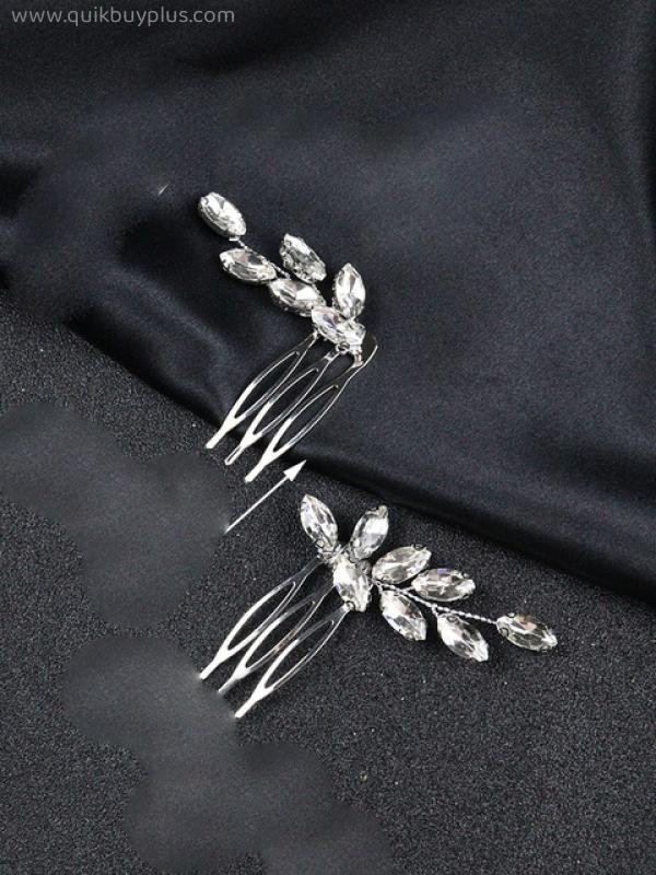 Simple Rhinestones Bride Headdress Hair Clips Bridal Side Combs Jewelry Hair Comb for Women and Girls Wedding Hair Accessories