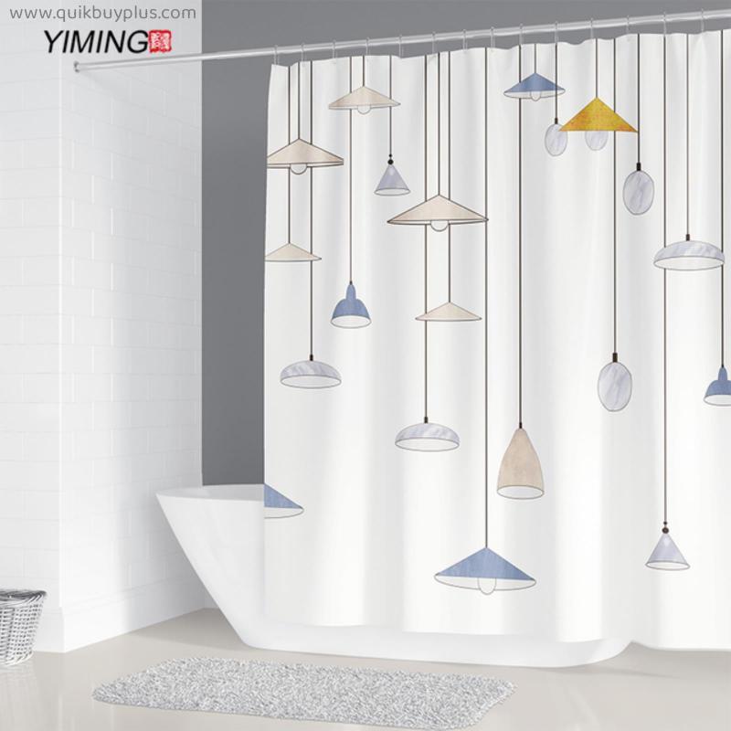 Simple geometric Nordic chandelier printing bathroom shower curtain polyester waterproof home decoration curtain with hook