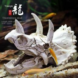Simulation Dinosaur Skull Bone Shelter Resin Rockery Aquatic Plants Landscape Skull Fish Tank Aquarium Decorative Ornaments