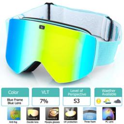 Ski Goggles With Magnetic Double Layer Polarized Lens Skiing Anti-fog UV400 Snowboard Goggles Men Women Ski Glasses Eyewear