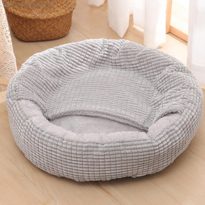 Small Dog Bed Cat Bed with Hooded Blanket Cozy Cuddler Orthopedic Puppy Pet Bed Donut Round Dog Burrow Cat Cave Anti-Slip Bottom