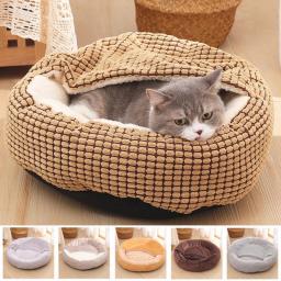 Small Dog Bed Cat Bed With Hooded Blanket Cozy Cuddler Orthopedic Puppy Pet Bed Donut Round Dog Burrow Cat Cave Anti-Slip Bottom