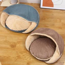 Small Dog And Cat Bed, Round Cave Hooded Pet Bed, Anti-Anxiety Dog Bed For Indoor Kitty Or Puppy, Warmth And Machine Washable