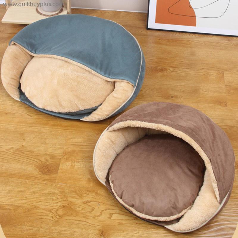 Small Dog and Cat Bed, Round Cave Hooded Pet Bed, Anti-Anxiety Dog Bed for Indoor Kitty or Puppy, Warmth and Machine Washable